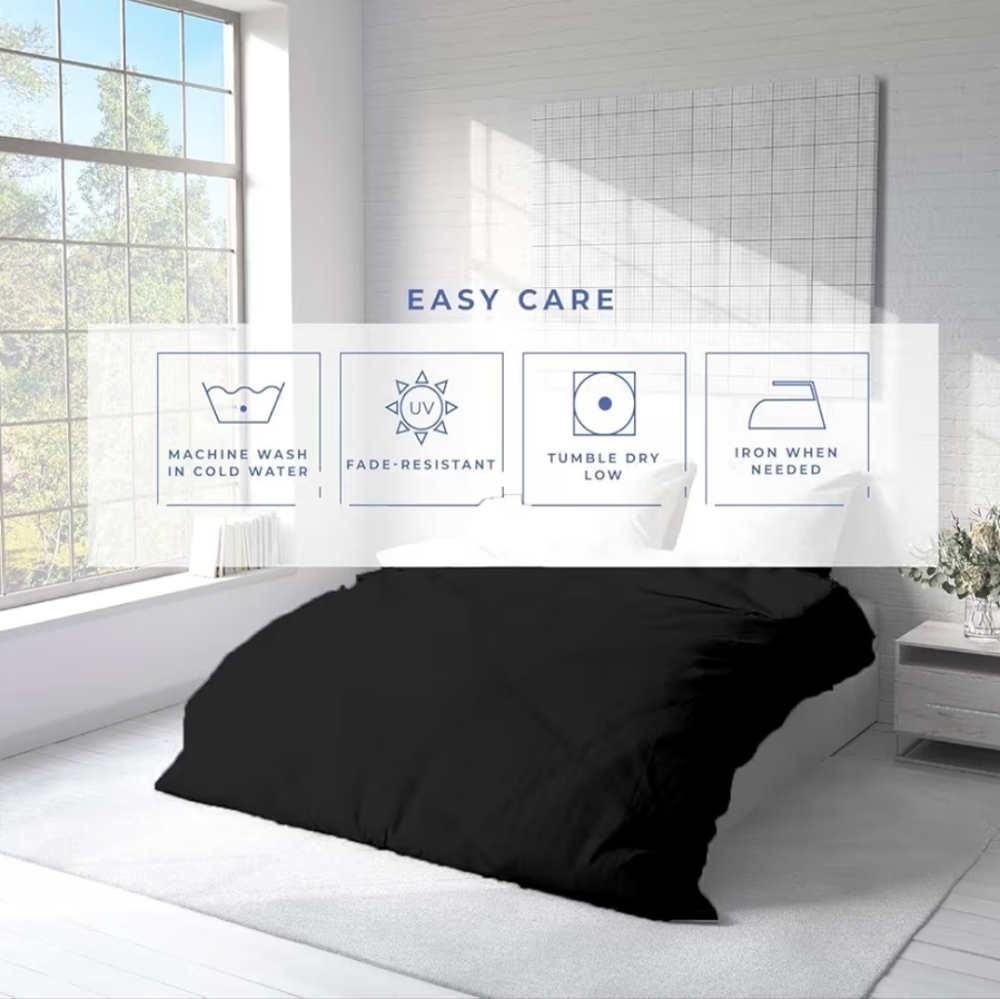 NWT Kotton Culture Duvet Cover Black 600 Thread Count Full/ Queen 90"x90" Cotton